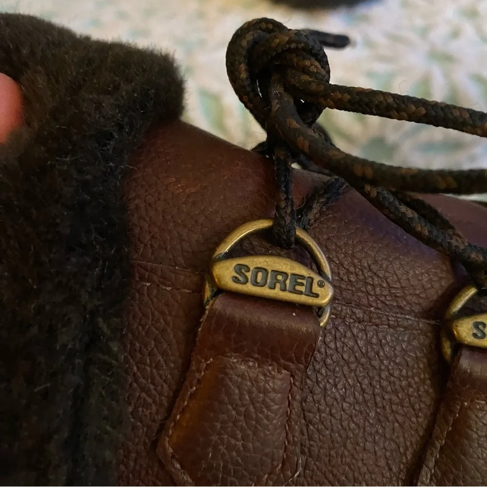 Vintage Sorel boots leather made in Canada faux fur lined size 7 - Picture 13 of 16